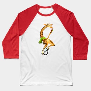 Funny giraffe on an unicycle Baseball T-Shirt